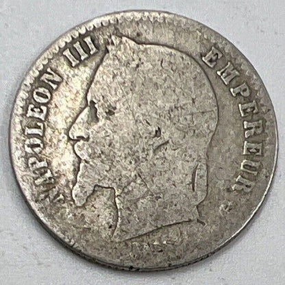 1867 - A 50 Centimes Napoleon III France Silver Coin | Fair Grade