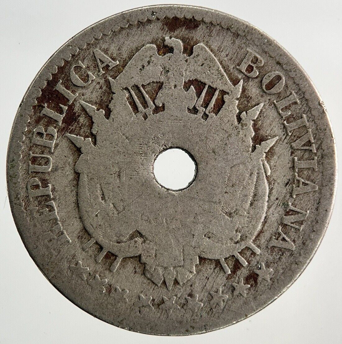 1883 Bolivia 10 Centavos Coin | Fair Grade