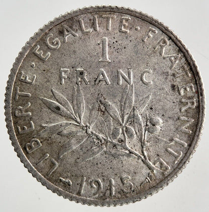 1915 France 1 Franc Silver Coin | Very High Grade