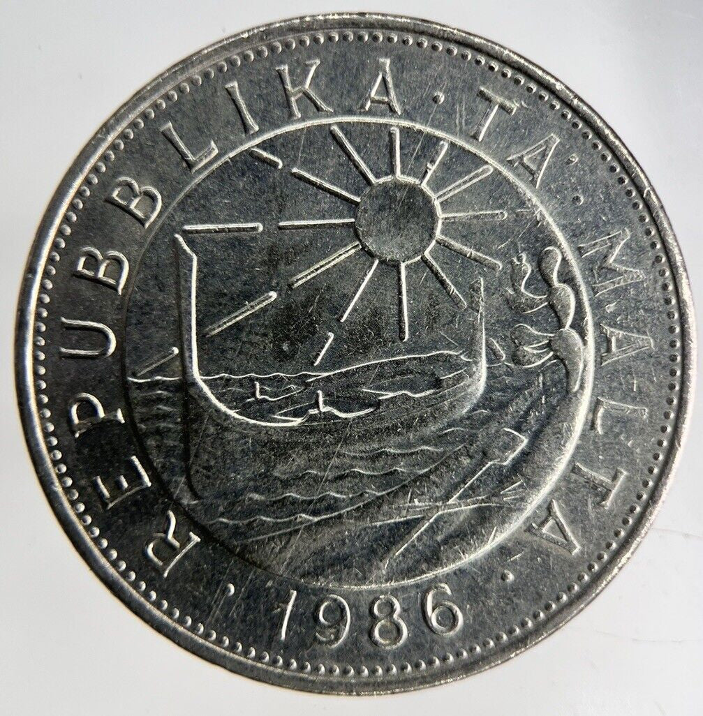1986 Malta 1 Lira Coin | Fine Collectable Grade