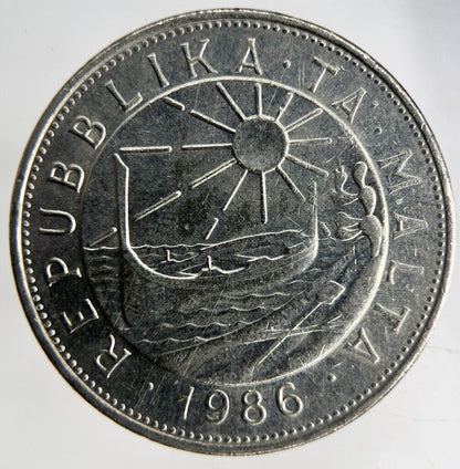1986 Malta 1 Lira Coin | Fine Collectable Grade