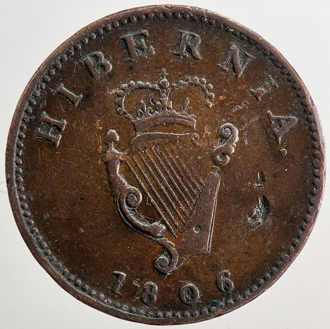 1806 Irish George III Hibernia Farthing Coin | Fine Collectable Grade | a5823