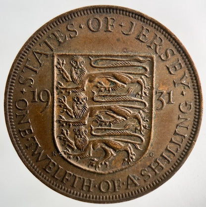 1931 Jersey One Twelfth Of A Shilling 1/12th Coin | Very High Grade