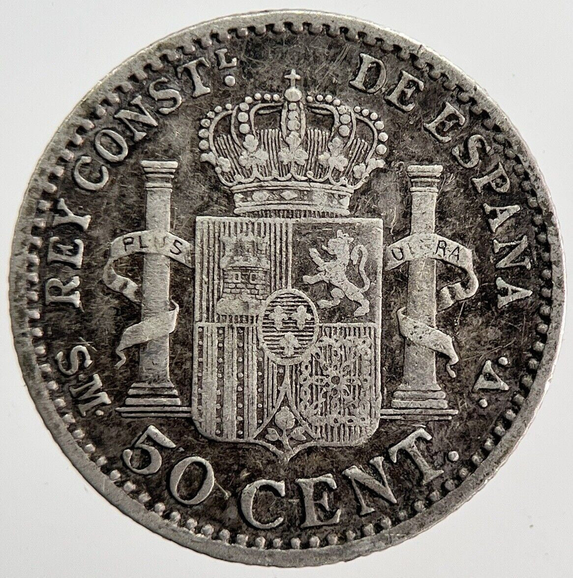 1900 Spain 50 Cent Silver Coin | Fine Collectable Grade | a6191
