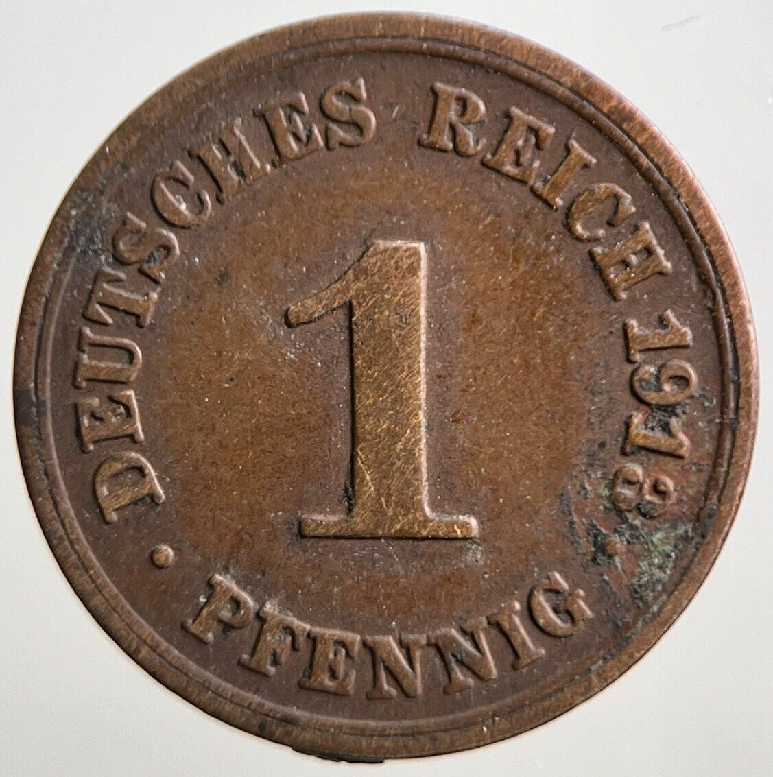 1913 - F Germany 1 Pfennig Coin | Collectable Grade | a3082