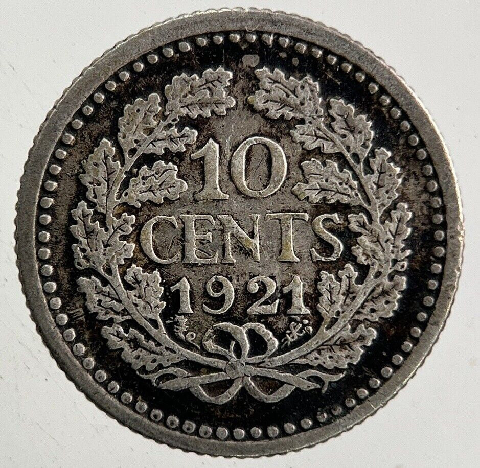 1921 Netherlands 10 Cents Silver Coin | Fine Collectable Grade