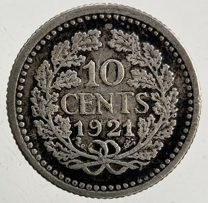 1921 Netherlands 10 Cents Silver Coin | Fine Collectable Grade