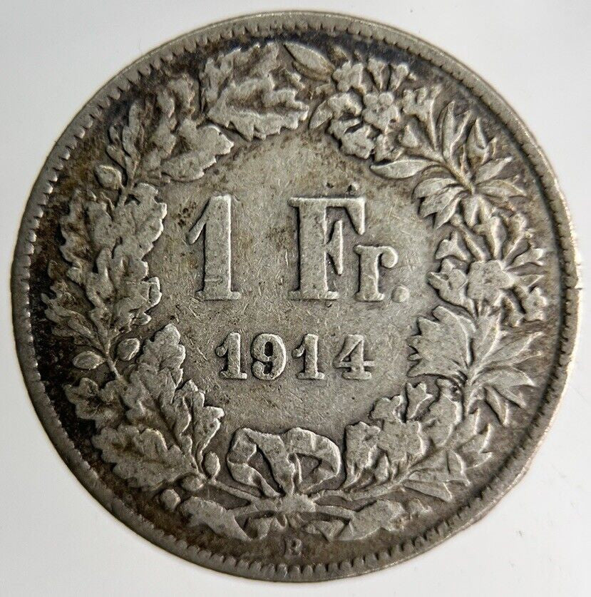 1914 Switzerland 1 Franc Silver Coin | Fine Collectable Grade