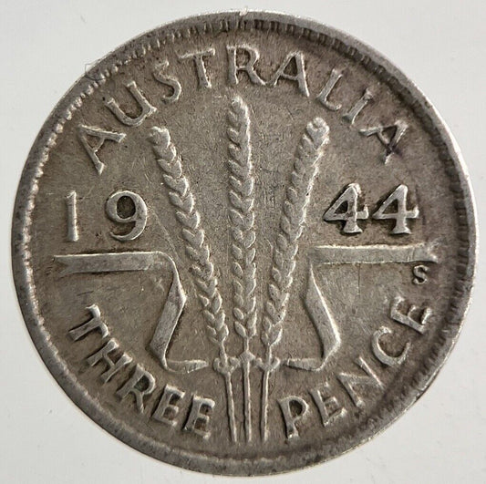 1944 - S Australia Threepence Silver Coin | Fine Collectable Grade