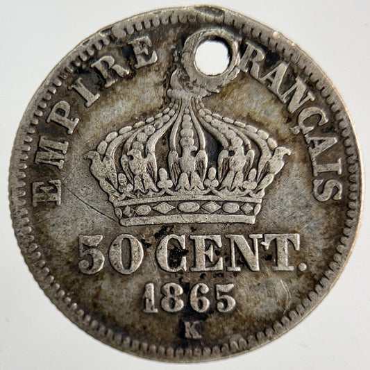 1865 France 50 Centimes Silver Coin | Fine Collectable Grade