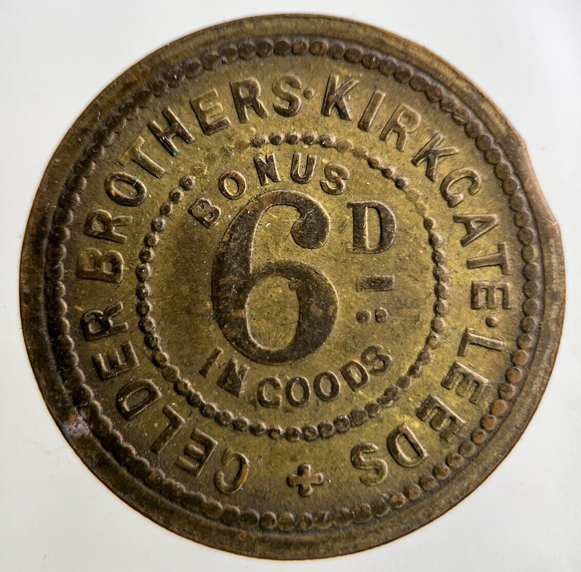 British 6D Brothers Kirkgate Leeds Token Coin | Collectable Grade