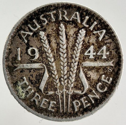 1944 - S Australia Threepence Silver Coin | Fine Collectable Grade