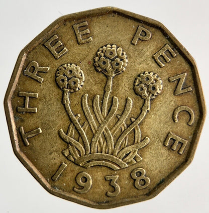 1938 George VI Threepence Brass Coin | Fine Collectable Grade