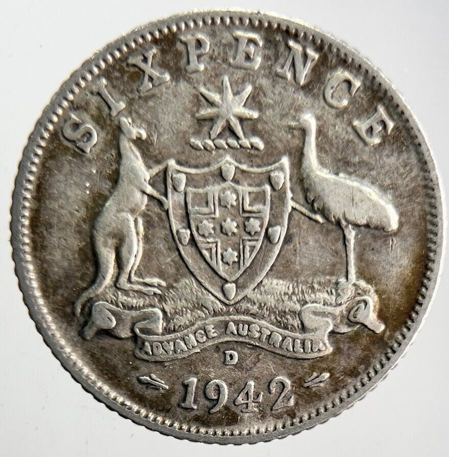1942 - D Australia Sixpence Silver Coin | Very High Grade | a4619