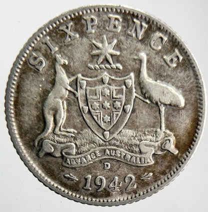 1942 - D Australia Sixpence Silver Coin | Very High Grade | a4619