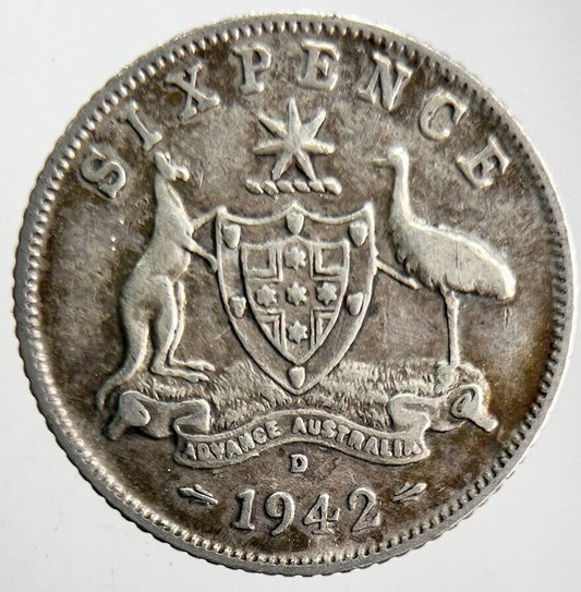1942 - D Australia Sixpence Silver Coin | Very High Grade | a4619