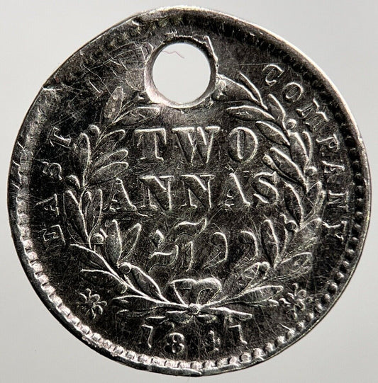 1841 India Two 2 Annas Silver Coin | Fair Grade | a188