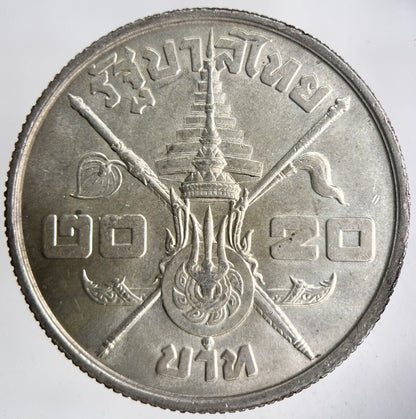 1963 Thai Thailand Rama XI Silver 20 Baht Silver Coin | Fine Collectable Grade