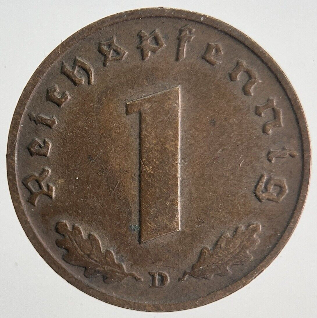 1938 - D Germany Nazi 1 Pfennig Coin | Fine Collectable Grade | a1898