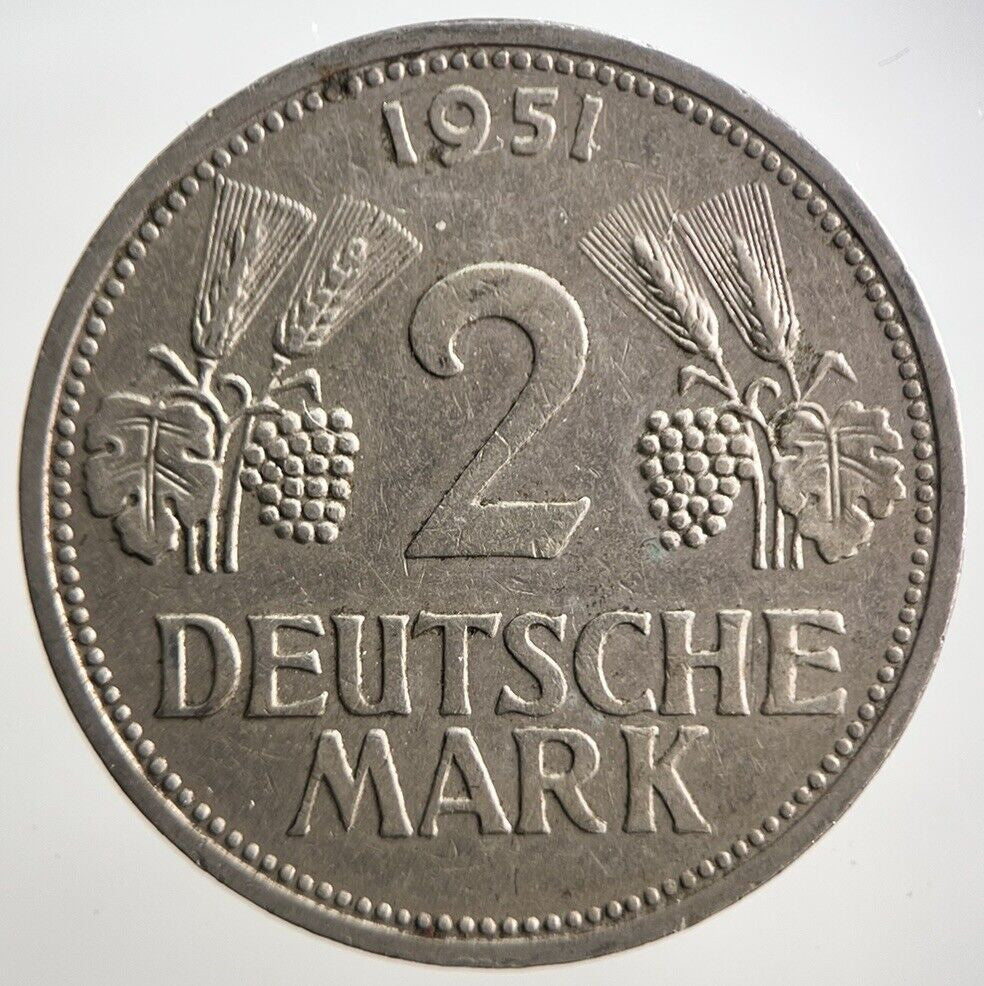 1951 - F Germany 2 Mark Coin | Fine Collectable Grade | a3096