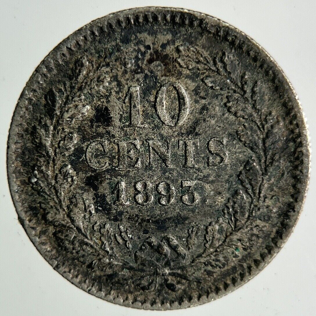 1893 Netherlands 10 Cents Silver Coin | Fine Collectable Grade