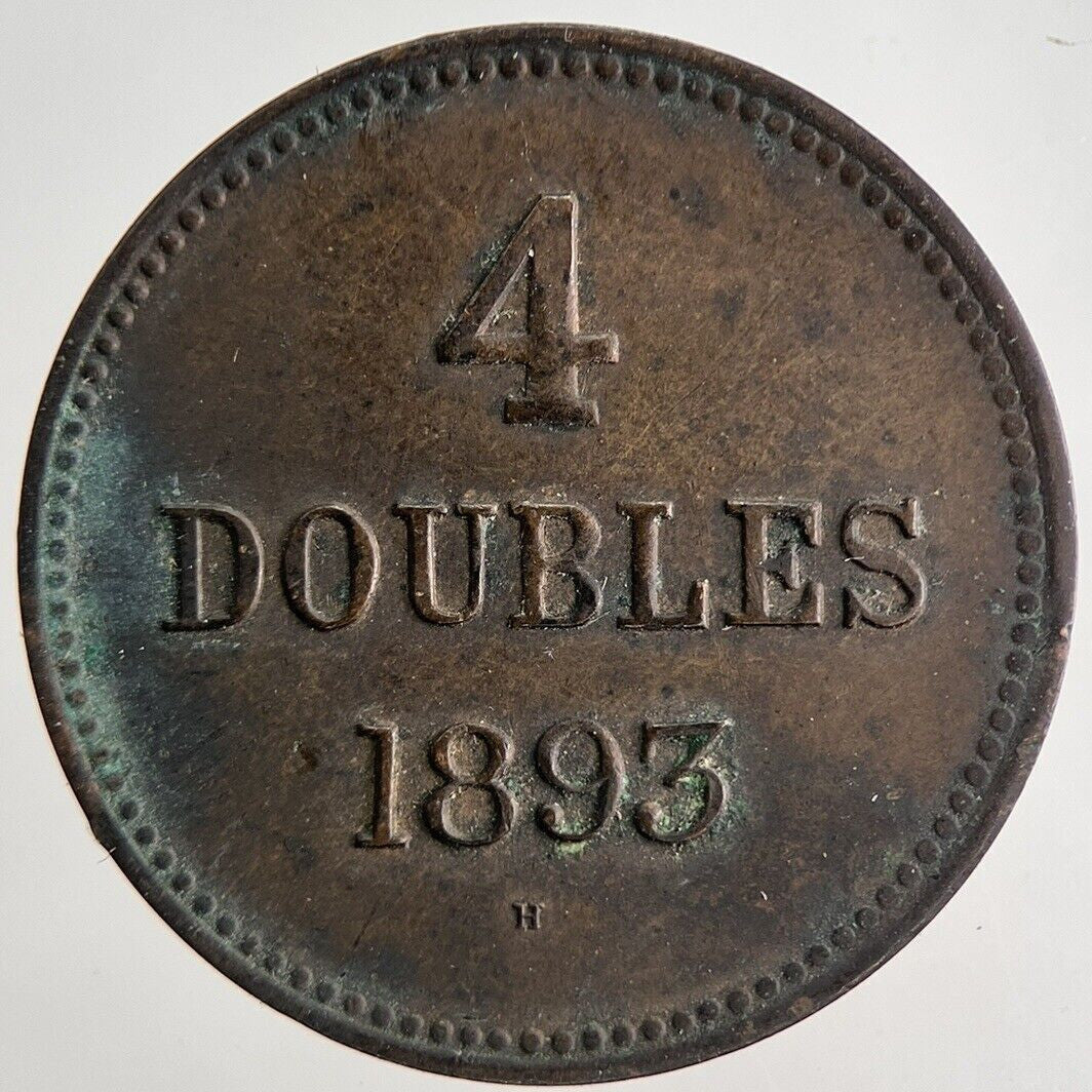1893 Guernsey 4 Doubles Coin | Very High Grade | a6516
