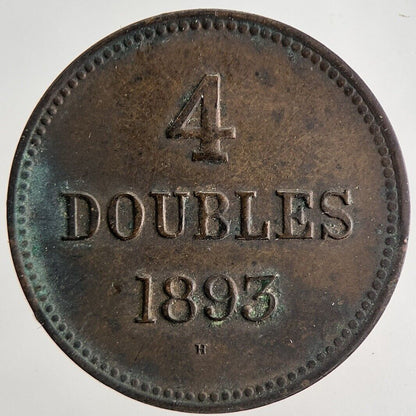 1893 Guernsey 4 Doubles Coin | Very High Grade | a6516