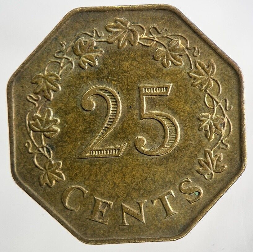 1975 Malta 25 Cents Coin | Fine Collectable Grade