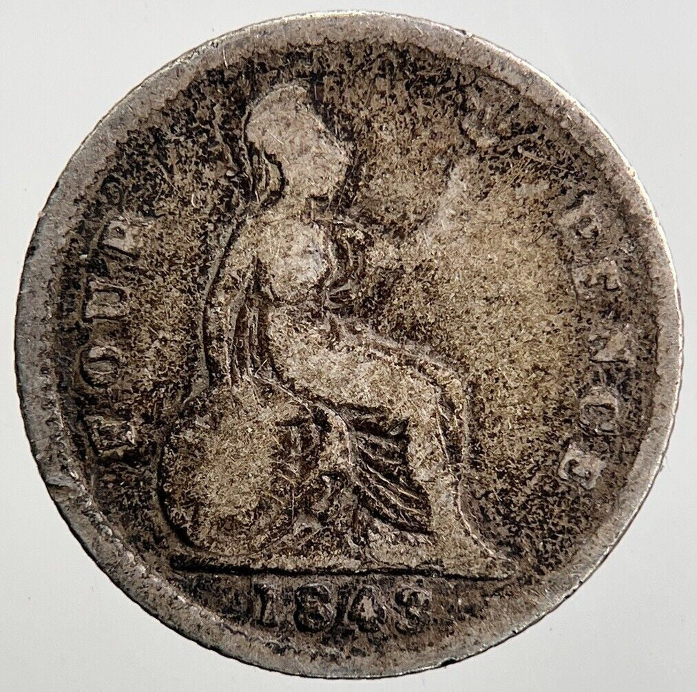 1843 Victoria Groat Four - Pence Silver Coin | Fair Grade | a3430