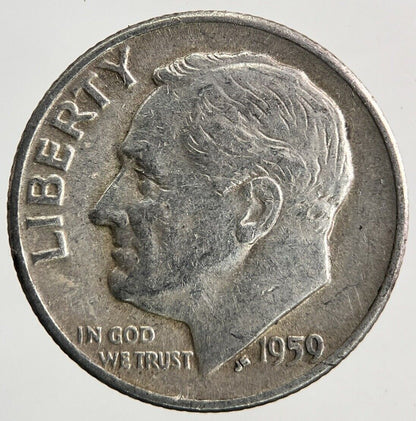1959 - D US USA Roosevelt Dime Silver Coin | Fine Collectable Grade