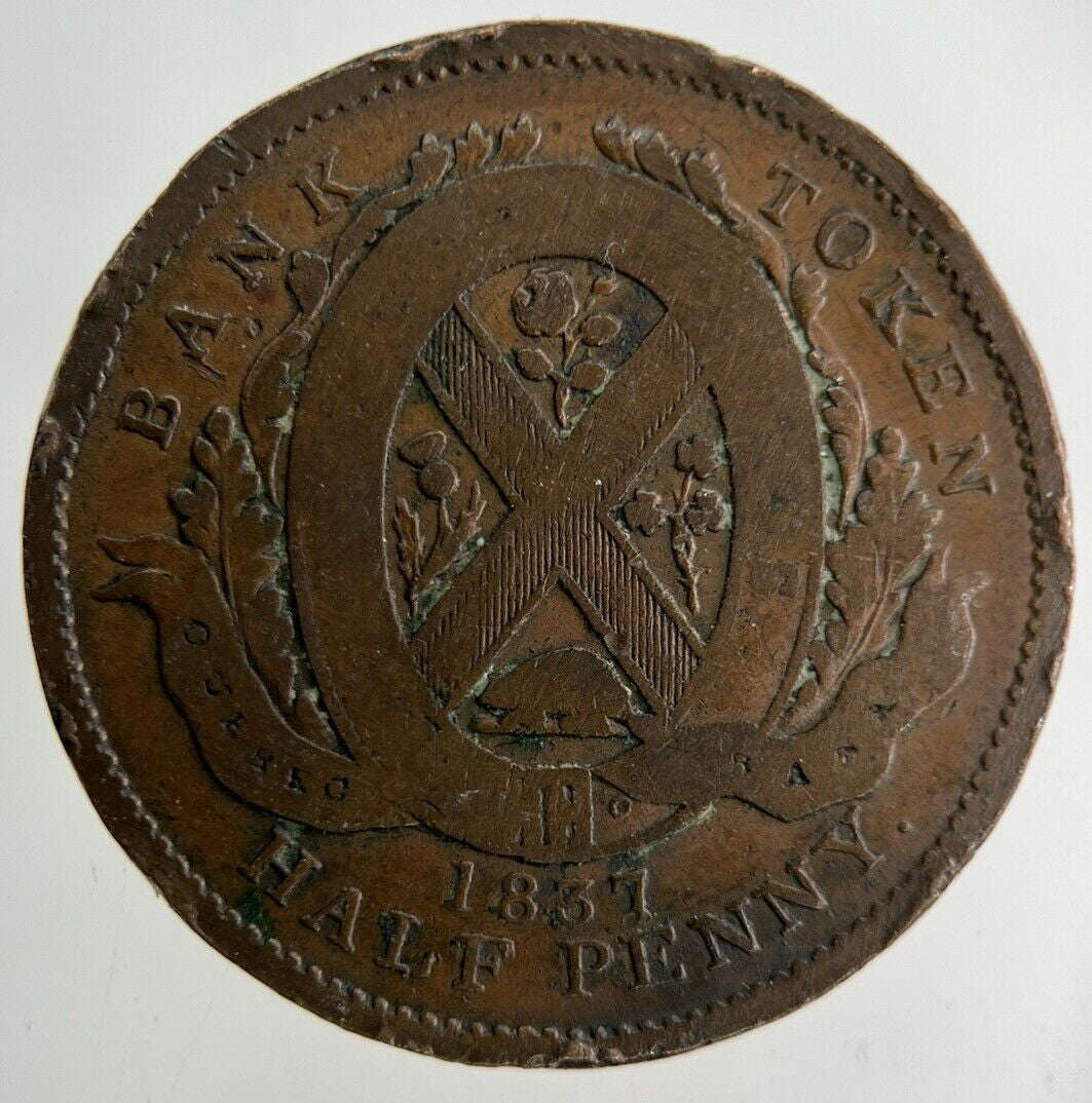 1837 Canada Bank Token Half - Penny Coin | Fine Collectable Grade