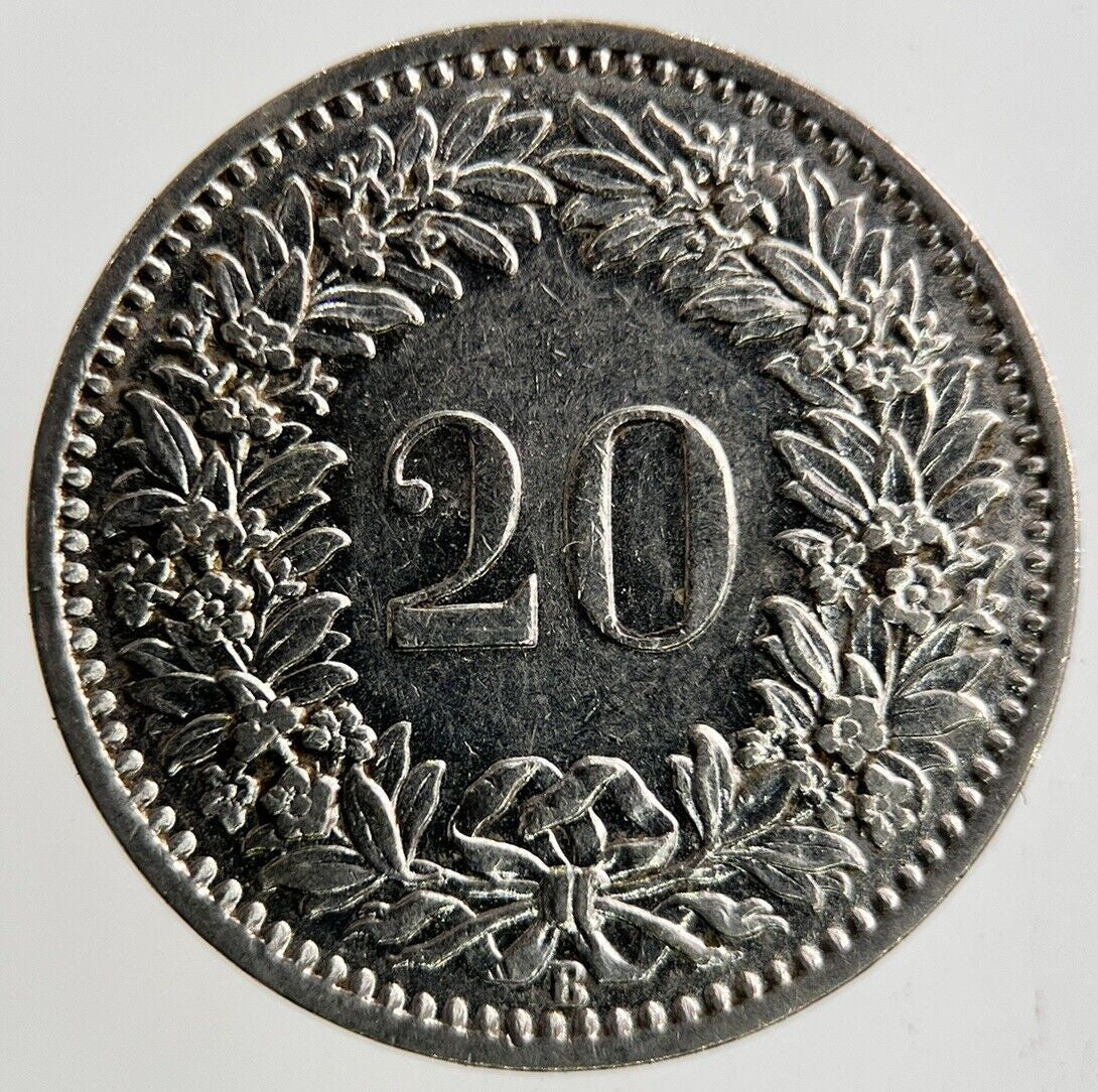 1913 Switzerland Swiss 20 Rappen Coin | Fine Collectable Grade