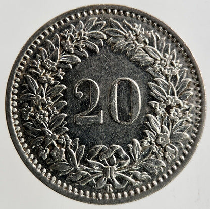 1913 Switzerland Swiss 20 Rappen Coin | Fine Collectable Grade