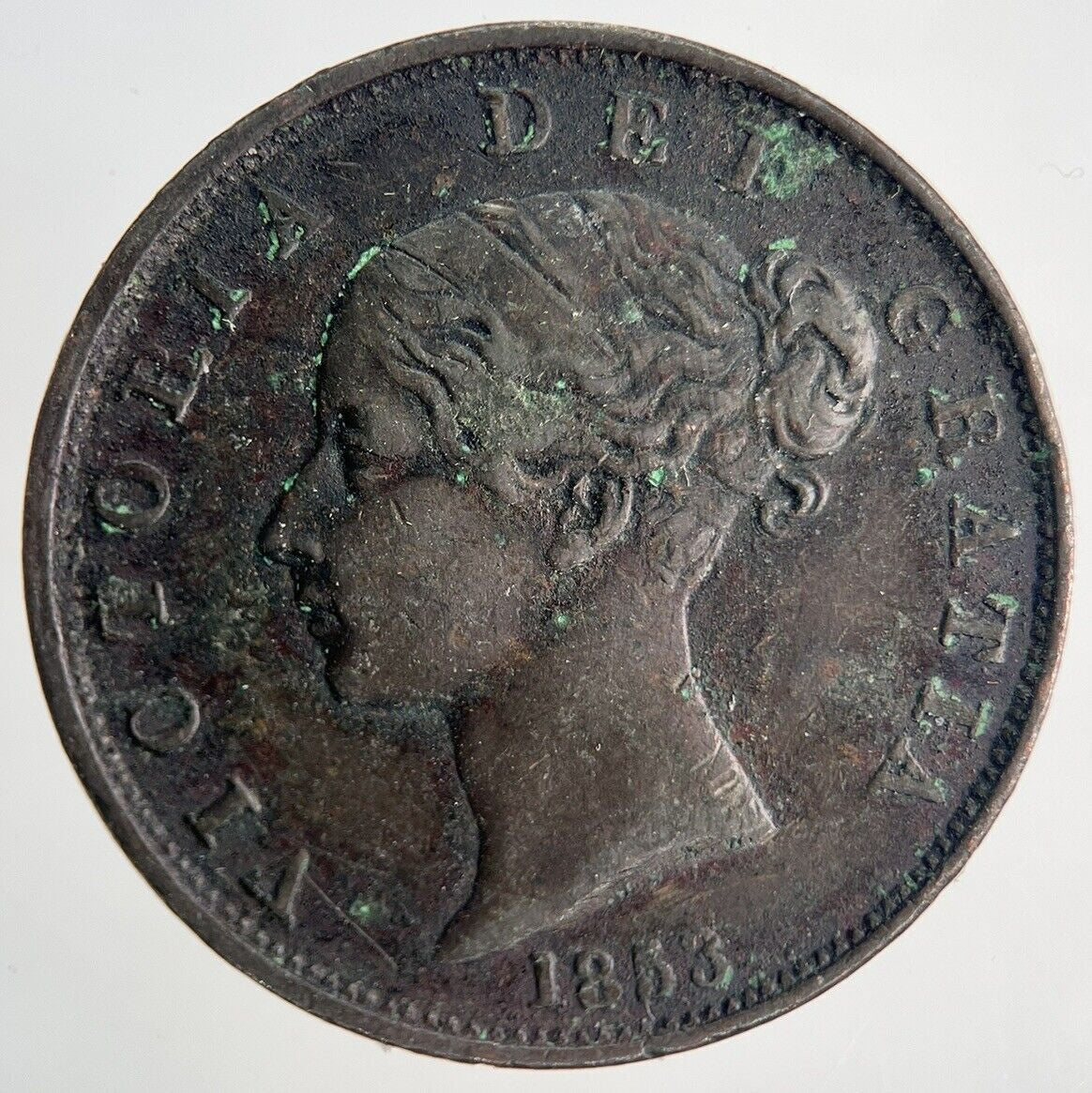 1853 Victoria Half - Penny | British Copper Coin | Fine Collectable Grade | a1908