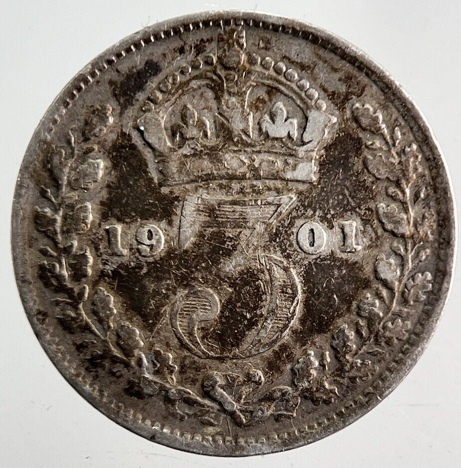 1901 Victoria Silver Threepence Coin | Fine Collectable Grade