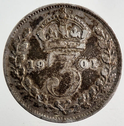 1901 Victoria Silver Threepence Coin | Fine Collectable Grade