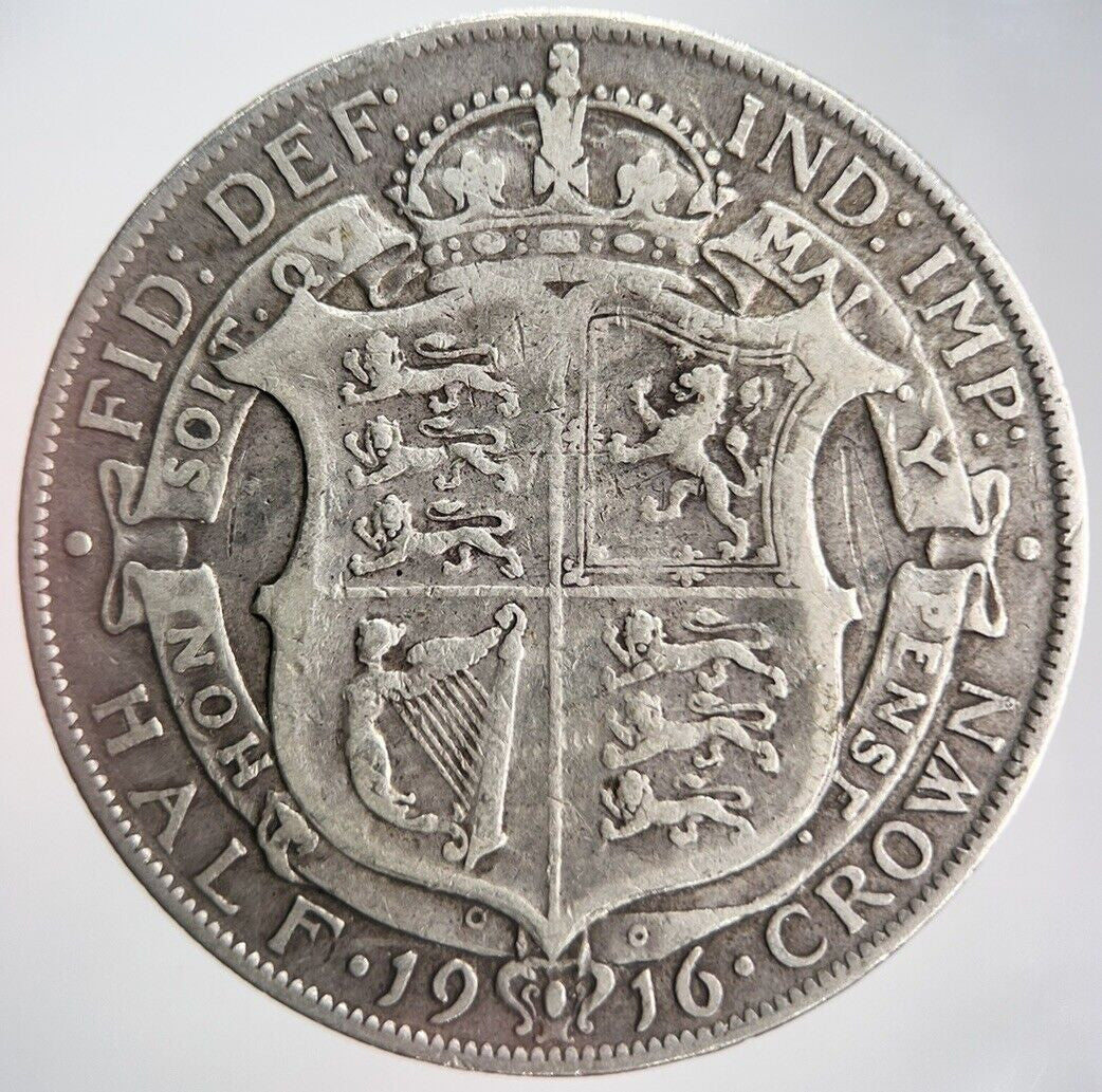 1916 George V Half - Crown Silver Coin | Fine Collectable Grade | a4501