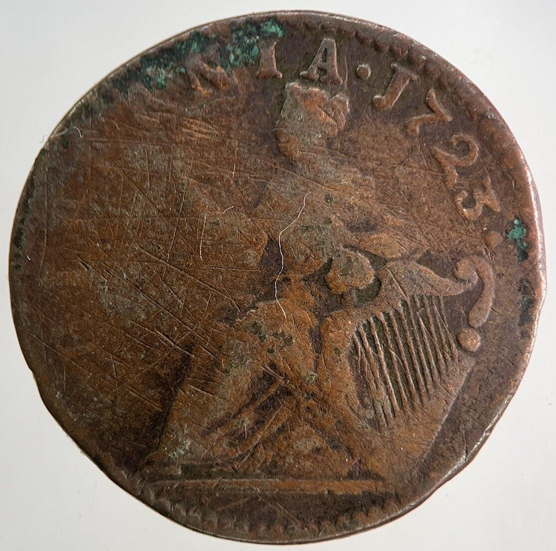1723 Irish Hibernia Harp Half - Penny Coin | Collectable Grade
