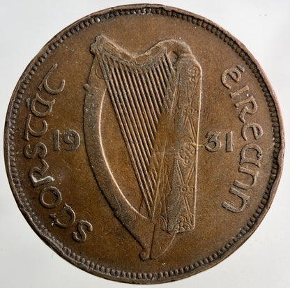 1931 Irish One Penny Coin | Fine Collectable Grade