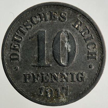 1917 Germany 10 Pfennig Coin | Fine Collectable Grade