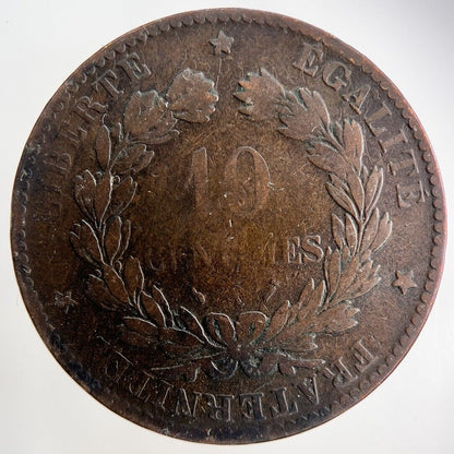 1890 France 10 Centimes Coin | Collectable Grade