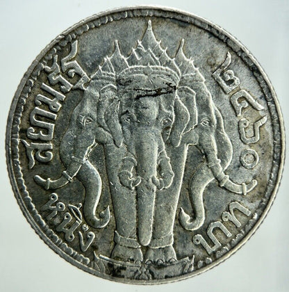 1917 Thailand Elephant 4 Salung 1 One Baht Silver Coin | Very High Grade
