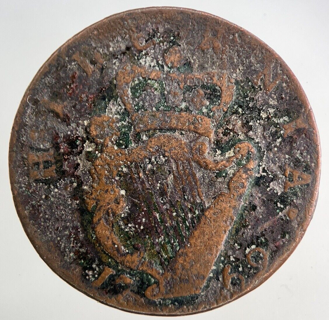 1769 Irish Hibernia Half - Penny Coin | Collectable Grade