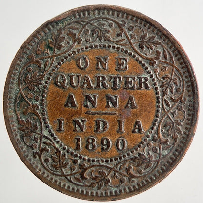 1890 Victoria One Quarter 1/4 Anna Coin | Very High Grade