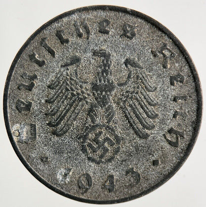 1943 - E Germany Nazi 10 Pfennig Coin | Fine Collectable Grade