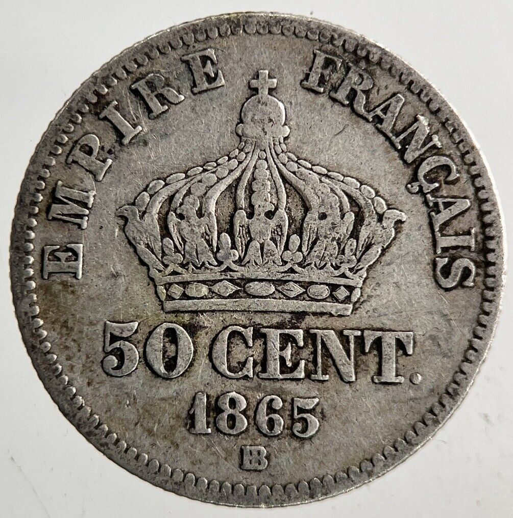 1865 France 50 Centimes Silver Coin | Fine Collectable Grade