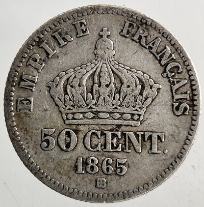 1865 France 50 Centimes Silver Coin | Fine Collectable Grade