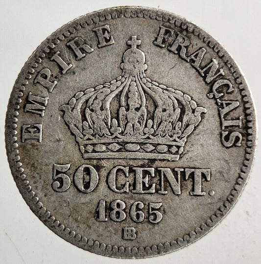 1865 France 50 Centimes Silver Coin | Fine Collectable Grade