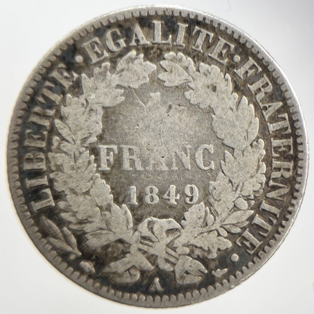 1849 - A France 1 One Franc | French Silver Coin | Fair Grade