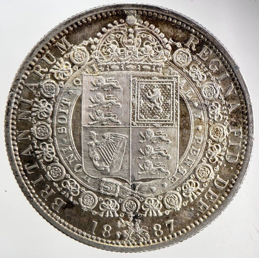 1887 Victoria Half - Crown Silver Coin | Very Fine Grade